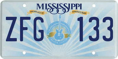 MS license plate ZFG133