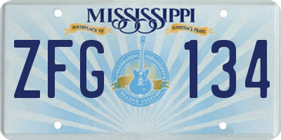 MS license plate ZFG134