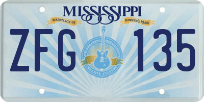 MS license plate ZFG135