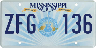 MS license plate ZFG136