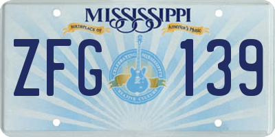 MS license plate ZFG139