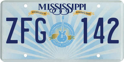 MS license plate ZFG142