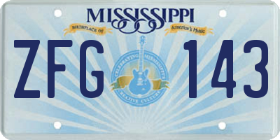 MS license plate ZFG143