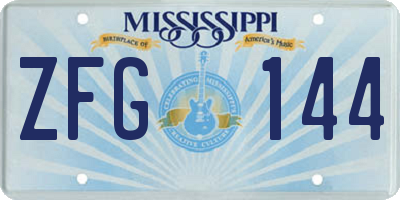 MS license plate ZFG144