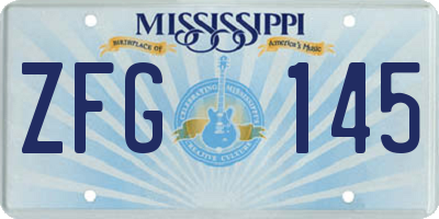 MS license plate ZFG145