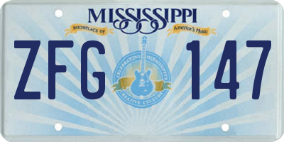 MS license plate ZFG147