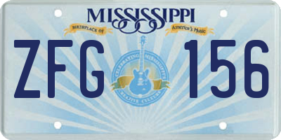 MS license plate ZFG156