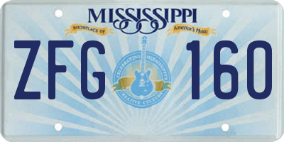 MS license plate ZFG160