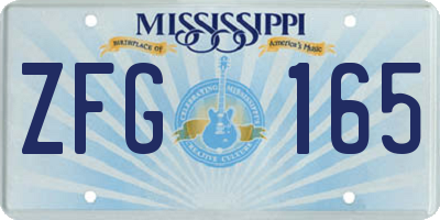 MS license plate ZFG165