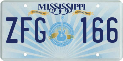 MS license plate ZFG166