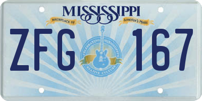 MS license plate ZFG167