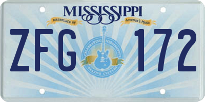 MS license plate ZFG172
