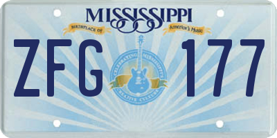 MS license plate ZFG177