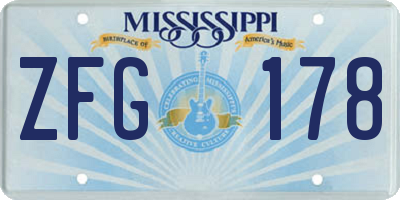 MS license plate ZFG178