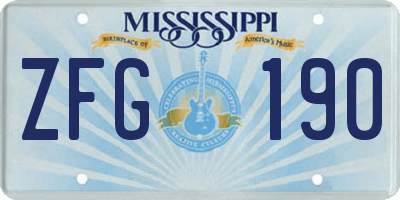 MS license plate ZFG190