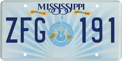 MS license plate ZFG191