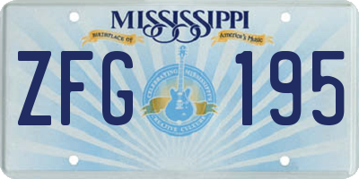 MS license plate ZFG195