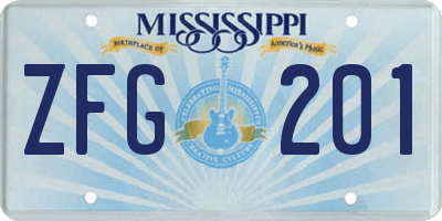 MS license plate ZFG201
