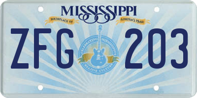 MS license plate ZFG203