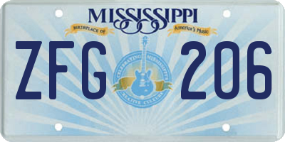 MS license plate ZFG206