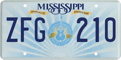 MS license plate ZFG210