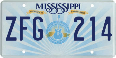 MS license plate ZFG214