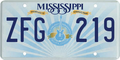 MS license plate ZFG219