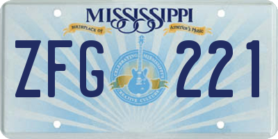 MS license plate ZFG221