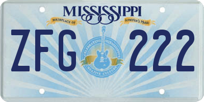 MS license plate ZFG222