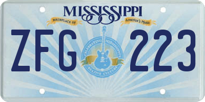MS license plate ZFG223