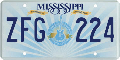 MS license plate ZFG224