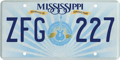 MS license plate ZFG227