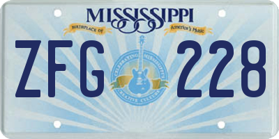 MS license plate ZFG228