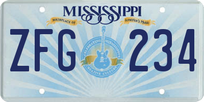 MS license plate ZFG234
