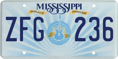 MS license plate ZFG236