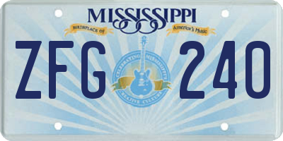 MS license plate ZFG240