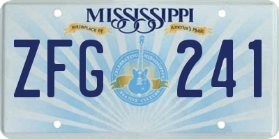 MS license plate ZFG241