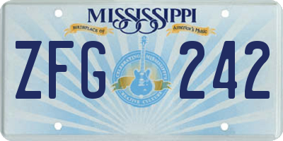 MS license plate ZFG242