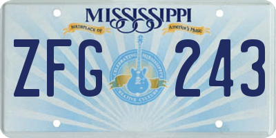 MS license plate ZFG243