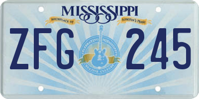 MS license plate ZFG245