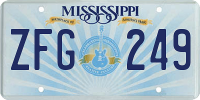 MS license plate ZFG249