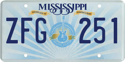MS license plate ZFG251