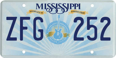 MS license plate ZFG252