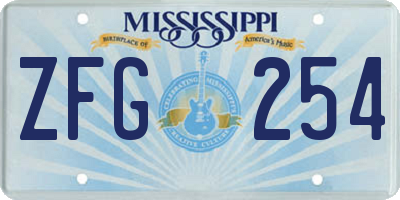 MS license plate ZFG254
