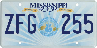 MS license plate ZFG255