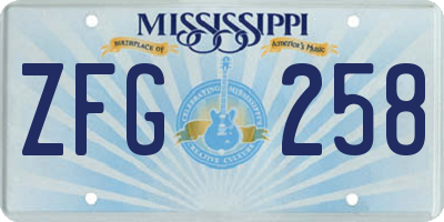 MS license plate ZFG258