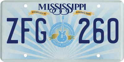 MS license plate ZFG260