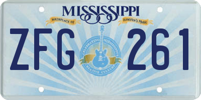 MS license plate ZFG261