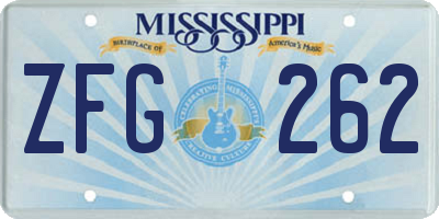 MS license plate ZFG262