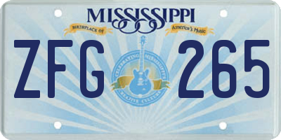 MS license plate ZFG265